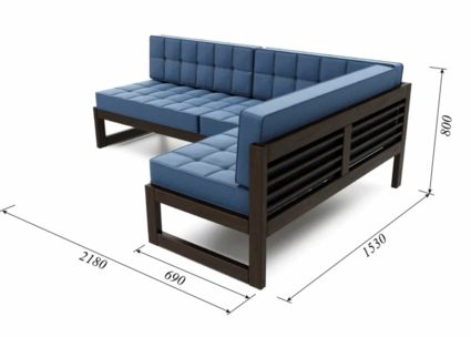 Диван Арско Сега угловой трехместный голубой