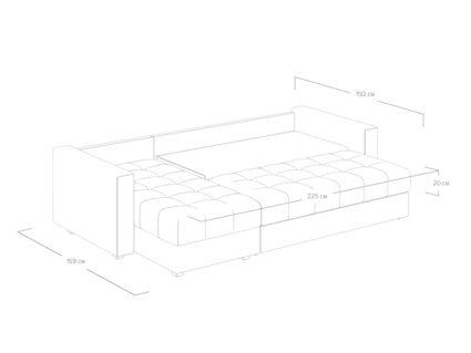 Диван Сонум Megapolis угловой Эвита серый Длина 260 см