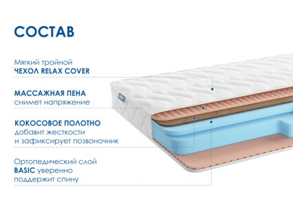 Матрас Димакс Relmas Cocos Roll 16 уцененный 37