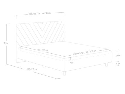 Кровать Сонум Vivien Марсель светло-серый 200х200