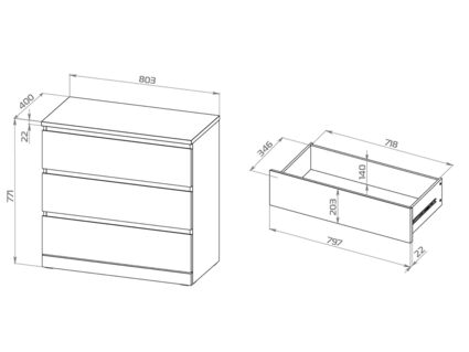 Комод Гуд Лакк Варма 3 беленый дуб