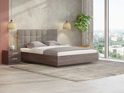 Кровать Сонум Luiza Ясень Анкор + Рогожка Песочная 180х200