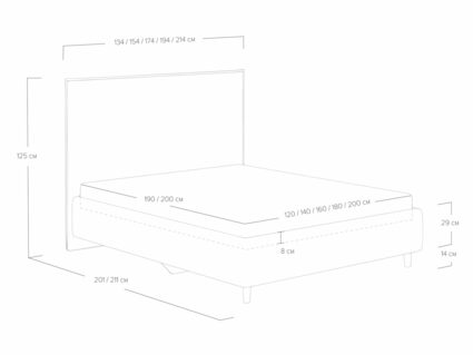 Кровать Сонум Eveline Рогожка Графит (с подъемным механизмом) 160х190