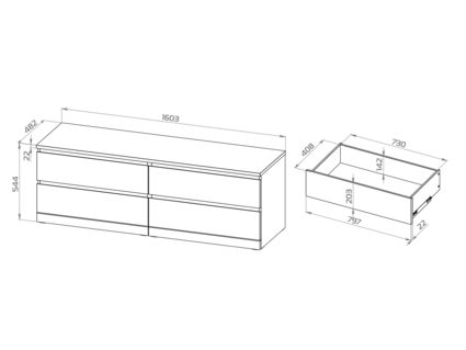 Комод Гуд Лакк Варма Прайм 4Д беленый дуб 48х160
