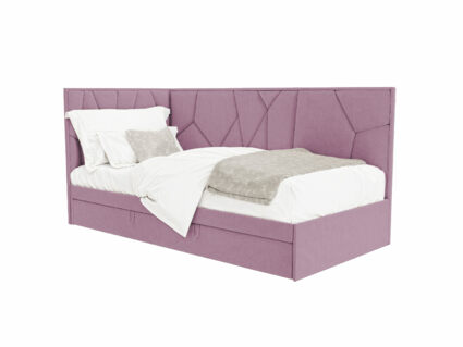 Кровать Beautyson Helga угловая (с ящиком) велюр Formula 392 розовый 80х180