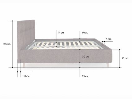 Кровать Сонум Bella Рогожка Льняная (с подъемным механизмом) 160х200