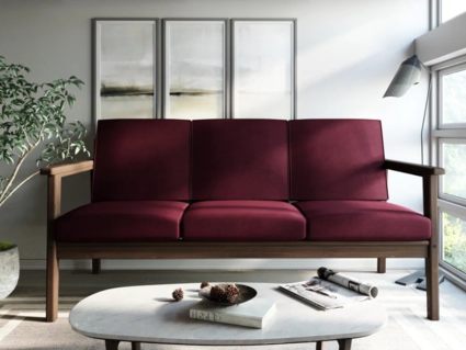 Диван Арско Лориан трехместный бордовый Длина 176 см