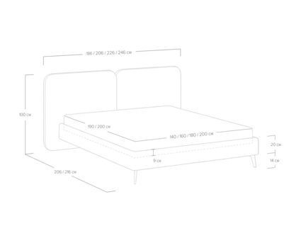 Кровать Сонум Brooklyn Микровелюр Светло-серый 200х190