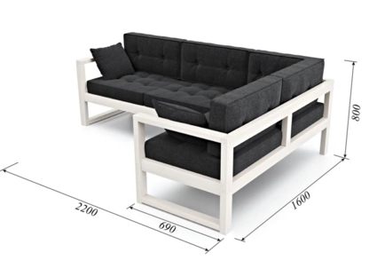 Диван Арско Астер угловой трехместный черный